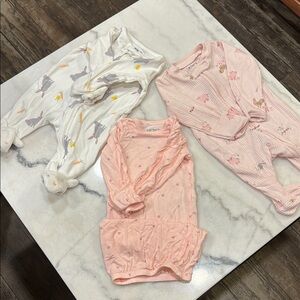 Carter's Pink and White Animal Print Footies